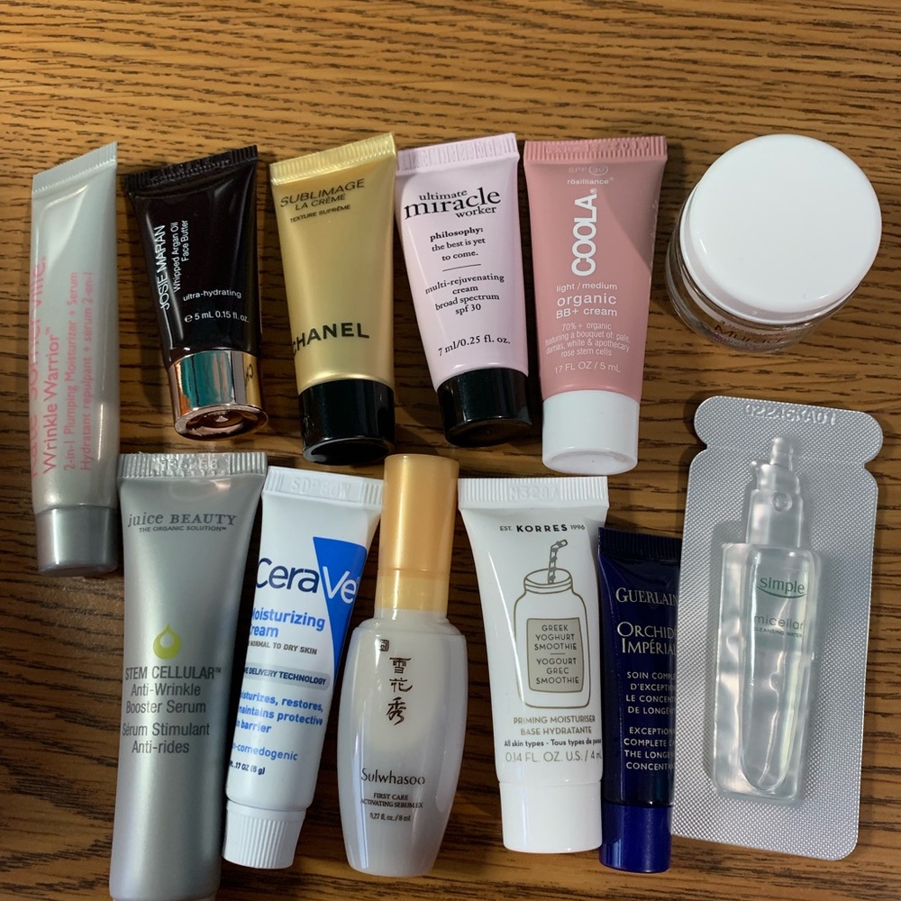 12 travel size face moisturizers and serums